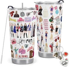 Amazon.com | RFGDCV Music Lovers Gifts, Stainless Steel Tumblers 20oz with Spill-Proof Sliding Lid, Includes Keychain, Straw And Cleaning Brush: Tumblers & Water Glasses Taylor Swift Christmas, Travel Candles, Water Glasses, She & Him, Cup With Straw, Brush Cleaner, Music Lovers, Stainless Steel Tumblers