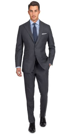 Charcoal Suit Outfit Men, Men’s Charcoal Suit, Mens Work Suits, Celebrity Suit Men, Classic Suits With Pockets In Suiting Fabric, Classic Suits In Suiting Fabric With Pockets, Classic Wool Suit With Button Cuffs, Classic Wool Suits With Button Cuffs, Classic Suits With Button Cuffs For Business Casual