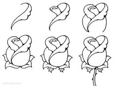 how to draw a rose step by step