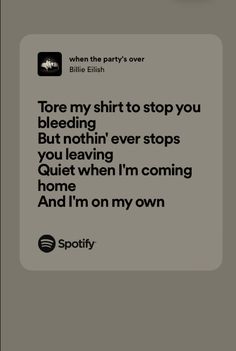 when the party is over ✩ Billie Eilish When The Party Is Over Billie Eilish, When The Party's Over Billie Eilish Lyrics, Billie Eilish When The Party Is Over, When The Party's Over Billie Eilish, Billie Eilish Song Quotes, Asthetic Picture White And Black, Weird Songs, Only Song