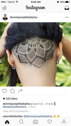 Floral Undercut Designs, Short Hair Color Placement, Cute Undercut For Women, Undershave Designs, Shaved Undercut Designs, Hairline Tattoo, Shaved Hairstyles For Women, Hairline Tattoos