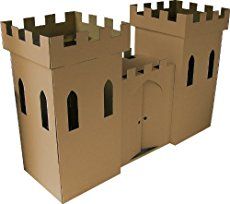 a cardboard castle made to look like it is built into the ground