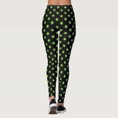 Halloween Black Green Stars Witch Costume Party Leggings #Halloween #costumes #cosplay Witch Outfit, Black Party, Costume Party