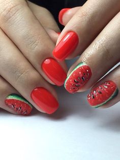 Маникюр | Ногти Pedicure Pictures, Nail Red, Manicure Ideas, Summer Watermelon, Short Nail Designs, Manicure Pedicure