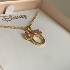 Minnie Mouse Jewelry, Disney Heart Shaped Jewelry Gift, Disney Heart-shaped Jewelry Gift, Pink Disney Jewelry For Gift, Pink Disney Jewelry For Gifts, Disney Style Pink Jewelry Gift, Mickey Mouse Necklace, Disney Necklace, Silver Gold Necklace