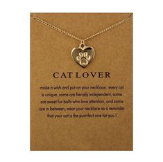 Gold Cat Lover Necklace Tiny Paw Print, Cat Footprint, Lover Necklace, Remembrance Necklaces, Lovers Necklace, Cat Themed, Necklace Brands, Cat Jewelry, Pet Necklace