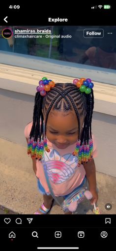 Toddler Braid Styles, Braids Two, Kids Braids With Beads, Black Baby Girl Hairstyles, Baby Girl Hairstyles Curly, Toddler Braided Hairstyles, Toddler Braids, Black Kids Braids Hairstyles, Cute Toddler Hairstyles