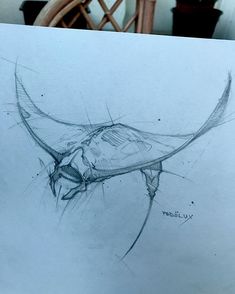 a drawing of a bull's head on a piece of paper next to a chair