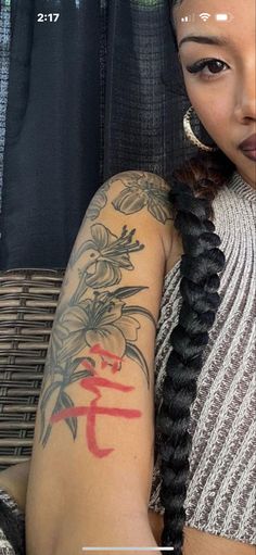 Arm Sleeve Tattoos For Women, Beautiful Flower Tattoos, Tattoos For Black Skin, Red Ink Tattoos, Pretty Tattoos For Women, Dope Tattoos For Women, Red Tattoos, Stylist Tattoos, Arm Sleeve Tattoos