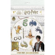 the harry potters sticker book is shown in front of a white background with an image of hermi