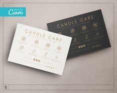 two business cards with gold foil on the front and back, both printed in black and white