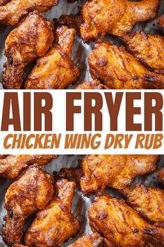 air fryer chicken wings with text overlay