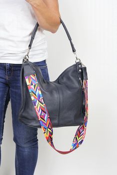 To return to my shop, simply click here: https://www.etsy.com/shop/COMBAG Dimensions: height: 32 cm (12.6 in) max width: 37 cm (14.5 in) depth: 14 cm (5.5 in) handles: 50 cm (19.7 in) aztec strap: 100cm (39,3in) leather strap: 120 cm (47 in) NAVY BLUE HOBO BAG+AZTEC STRAP (Replacement Handbag Handle) A universal bag for every occasion. Elegant and stylish navy blue bag made from high quality, soft leather. The bag can be worn as a shoulder bag. There is a lot of space and you can put there every Everyday Shoulder Bag, Navy Blue Bag, Blue Leather Bag, Leather Fringe Bag, Best Purses, Handbag Handles, Leather Hobo Bag, Zipper Bag, Strap Top