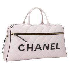 Chanel Limited Edition Vintage Duffel Tote White and Black Leather Weekend Bag For Sale at 1stDibs Logo Letters, Leather Duffel Bag, Chanel Brand, Leather Weekender Bag, Leather Duffel, Weekend Bag, Weekender Tote, Travel Tote, Leather Travel