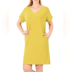 Fabulous, Gorgeous, Sexy, And Chic! Most Fabulous Boho Chic Rolled Short Sleeve V-Neck Dress W/Side Pockets Dress This Fabulous Short Rolled Sleeves With Side Pockets Takes Your Casual Ensemble Up A Notch. * Listing Is For Color: Golden Wasabi *Note: There Are Other Colors Available. Fabric: 57% Polyester 38% Rayon 5% Spandex Perfect For Any Occasion! Easy To Dress Up Or Down! Pet And Smoke-Free Home! Search:Flirty Boho Crop Top Bohemian Skirts Beachy Shorts Styles Shabby Chic Party Trends Trend Casual V-neck Mini Dress For Loungewear, Casual Yellow Dress For Loungewear, V-neck Stretch Mini Dress For Loungewear, Stretch V-neck Mini Dress For Loungewear, Yellow Spring Dresses For Loungewear, Yellow Summer Loungewear Dress, Yellow Loungewear Dresses For Spring, Casual Yellow V-neck Dress, Yellow Stretch Mini Dress Casual