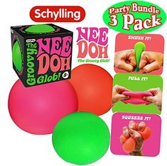 party pack for 3 with neon green and pink balls