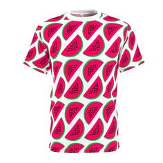 The Tasty Watermelon Tile T-Shirt features a fun all-over print of juicy watermelon tiles, offering a refreshing and vibrant design perfect for summer. Unisex fit for all. Tags: watermelon, tile, all-over print, unisex, tee, summer, vibrant, juicy, design, fun, refreshing, casual, colorful, pattern, stylish, playful, trendy, comfortable, graphic, fruity, fashion, relaxed, unique, cheerful This tee was created to be a versatile and stylish companion for all your casual appearances. With its uniqu Fruity Fashion, Juicy Watermelon, All Over, All Over Print, Watermelon, Gender Neutral, Adult Outfits, T-shirt, Tops & Tees