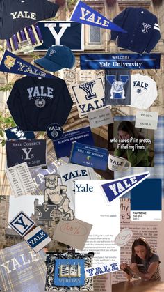 the collage is made up of many different items and colors, including baseball caps