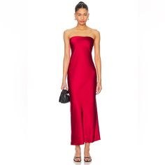 Brand New With Tags! Revolve Dresses, Column Gown, Strapless Midi Dress, Column Dress, Old Hollywood Glamour, Satin Maxi Dress, More To Come, Red Satin, Hollywood Glamour