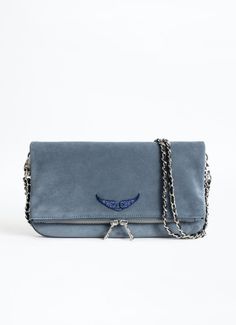 Suede Clutch, Designer Clutch, Balenciaga City Bag, Blue Suede, Leather Clutch