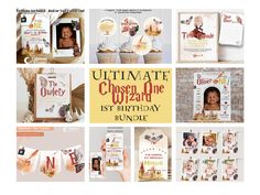 a collage of photos with the words ultimate chosen one 1st birthday bundle