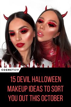 Halloween Make Up Women Devil, Halloween Makeup Devil Easy, Devil Costume Women Ideas, Women’s Devil Halloween Costume, Devil Costume Makeup Easy, Devil Costumes Women, Devil Costume Women Aesthetic