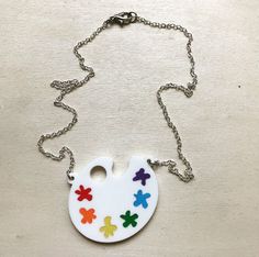 Beautiful hand-painted acrylic paint palette necklace on a 16in silver chain. Great gift for the artist in your life. Clay Paint Palette, Acrylic Paint Palette, Polymer Clay Paint, Polymer Clay Painting, Clay Paint, Paint Palette, Etsy Australia, Acrylic Paint, Pendant Necklaces