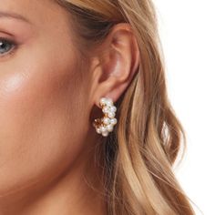 Pearl Cluster Pierced Hoop Earrings – The Well Appointed House Diamond And Pearl Earrings, Pearl Cluster Earrings, Hoop Design, Wedding 2024, Pearl Cluster, Gold Pearl Earrings, Pearl Hoop Earrings, Dinner Dress, Pearl Diamond