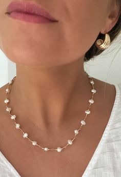 D E T A I L S - 18K Gold Filled - Freshwater Pearls Synthetic  - 16" length with a 2" extender  - Lobster Clasp  M A T E R I A L S At Dylan Rae, we are committed to handcrafting jewelry that is perfect for everyday wear. Our high-quality gold filled designs contain 100+ times more real gold than gold plated components. The thick outer layer of gold makes it highly durable and safe for people with allergies or sensitive skin. C A R E Care for Your Gold Filled Jewelry: Wear It, Love It, Care for It! Our gold-filled pieces are crafted to be your lifelong companions. Feel free to wear them every day, even while showering, but remember to avoid exposing them to saltwater and chlorine. These elements can diminish their luster over time and may even cause oxidation if they come in contact with yo Dainty Single Strand Beaded Necklaces For Wedding, Dainty Single Strand Beaded Necklace For Wedding, Delicate Single Strand Necklace For Anniversary, Minimalist Gold Beaded Necklace For Wedding, Rose Gold Round Beads Necklace For Wedding, Delicate Single Strand 14k Gold Filled Necklace, Dainty Gold Beaded Necklaces For Wedding, Delicate 14k Gold Filled Single Strand Necklace, Dainty Round Bead Necklaces For Anniversary