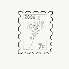 a stamp with flowers on it and the number seven in front of it, as well as