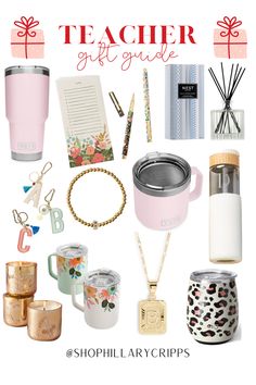 the teacher gift guide includes gifts for her