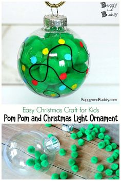 a christmas ornament made out of pom and christmas lights