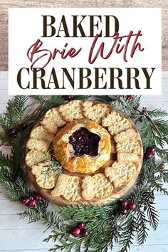 baked brie with cranberry on a platter