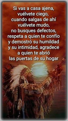 a poem written in spanish with an image of two native americans on the back ground