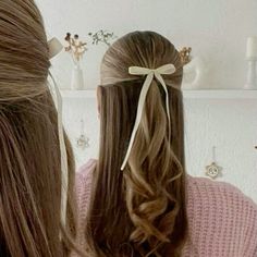 Girly Hairstyles, Bow Hairstyle, Ribbon Hairstyle, Easy Hairstyles For Long Hair, Hairstyles For School