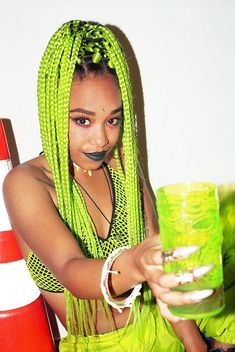 Green Braids, Colored Braids, Box Braids Hairstyles For Black Women, Braids With Extensions, Black Makeup