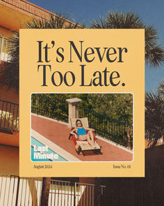 a magazine cover with an image of a woman sitting on a lawn chair