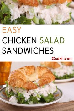 chicken salad sandwiches with croissants and lettuce on them are the perfect lunch