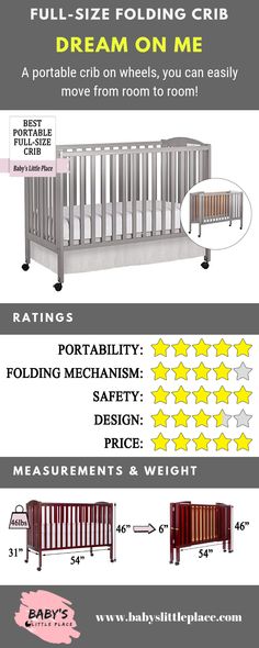 the baby crib is shown with measurements for each bed and its size, as well as how to measure it