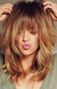 Shag Haircut, Long Hair With Bangs, Haircuts With Bangs, Medium Hair Cuts, Medium Length Hair Cuts, Great Hair, Hair Cut, Trendy Hairstyles, Hairstyles With Bangs