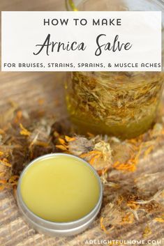 How to Make Arnica Salve to soothe bruises, aches, and pains. #herbalremedies #herbs #homeremedies Yarrow Salve, Arnica Salve, Cooking With Turmeric, Farm Diy, Herbal Salves, Diy Remedies, Herbs For Health