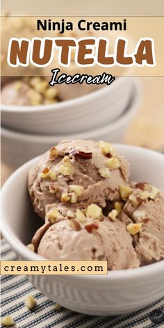 two bowls filled with ice cream on top of a table