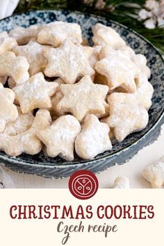 christmas cookies in a bowl on a table