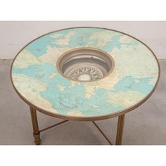 a round table with a map on it