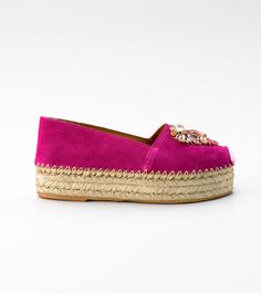 NUR ITALY Fiorella Suede Leather Platform Espadrilles Pink Espadrilles With Removable Insole, Pink Closed Toe Platform Espadrilles, Chic Suede Platform Espadrilles, Pink Slip-on Espadrilles With Woven Sole, Pink Flat Espadrilles With Woven Sole, Pink Espadrilles With Woven Sole And Round Toe, Pink Flat Heel Espadrilles With Woven Sole, Pink Round Toe Espadrilles With Woven Sole, Suede Platform Espadrilles With Round Toe