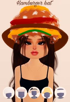 #dresstoimpress #dresstoimpressideas #dresstoimpressoutfits #dresstoimpresshacks #dresstoimpressinspo How To Make Burger Hat In Dti, Birthday Cake Hat Dress To Impress, Hamburger Dress To Impress, Burger Dress To Impress, Happy Dress To Impress, Dolphin Logo, Dress Impress