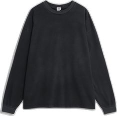 Long Sleeve Washed Black T-shirt For Fall, Black Washed Crew Neck Top, Washed Black Long Sleeve Cotton T-shirt, Black Washed Crew Top, Washed Black Long Sleeve T-shirt For Fall, Casual Long Sleeve Washed Black T-shirt, Long Sleeve Washed T-shirt For Fall, Long Sleeve Washed Relaxed Fit T-shirt, Long Sleeve Washed T-shirt Relaxed Fit