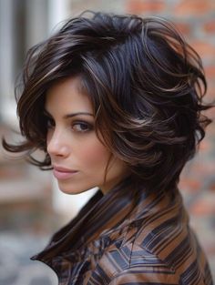 Medium Length Haircut For Thick Hair Long Layered, Fall Short Hair, Bob Haircuts With Highlights, Haircuts With Highlights, Trendy Bob Haircuts, Pixie Bobs, Hello 50, Medium Brunette Hair, Balayage Long Hair