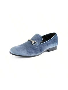 Harrison Blue Buckled Microfiber Loafers For Men Blue     Plain Monk Shoes,Oxfords & Derby Shoes,Dress Loafers   Men Shoes, size features are:Bust: ,Length: ,Sleeve Length: Shoes With Blue Suit, Formal Blue Flat Loafers, Blue Suede Shoes Men, Dress Loafers Men, Md Shoes, Outfit Info, Mens Dress Loafers, Suede Shoes Men, Monk Shoes