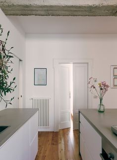 the kitchen is clean and ready to be used as a dining room or office space